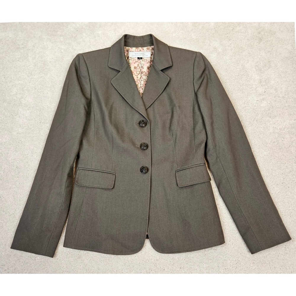 Tahari Womens Blazer Size 2 Taupe Old Money Minimalist Classic Workwear Career